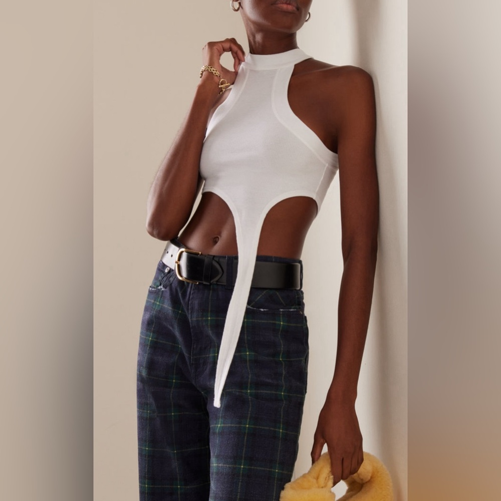 K.NGSLEY Gender Inclusive Raceher Rib Asymmetric Tank